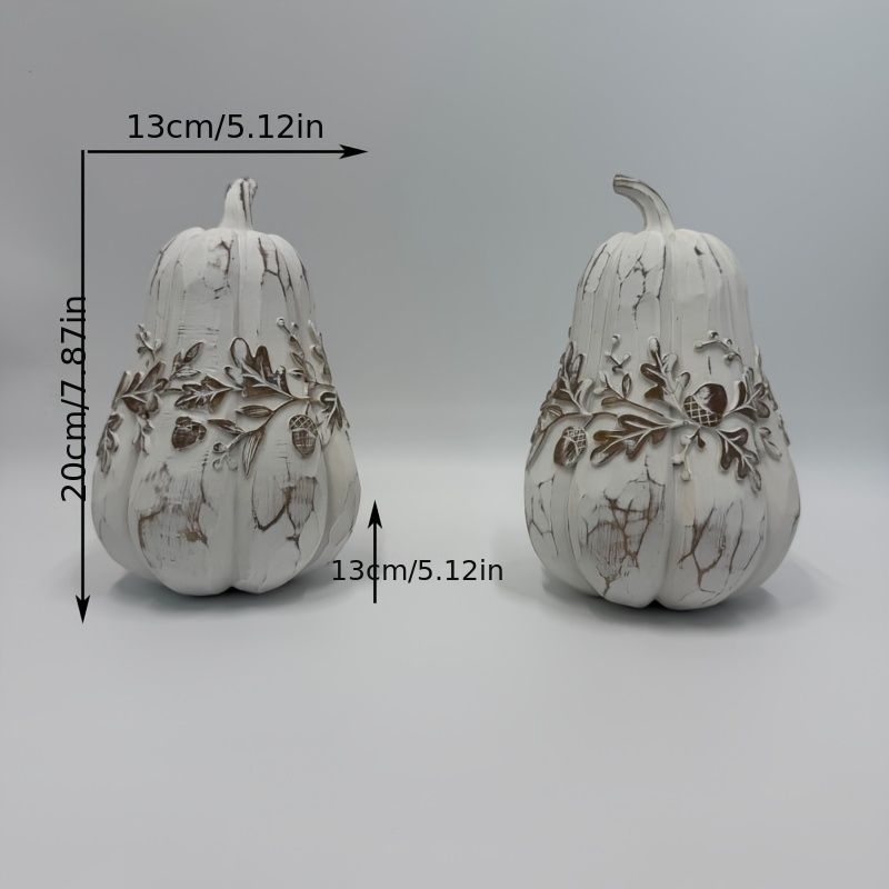 Image of 2pcs Tall And Short Retro Cracked Ornaments, Relief Thanksgiving Home Decor, American Countryside Resin Craft