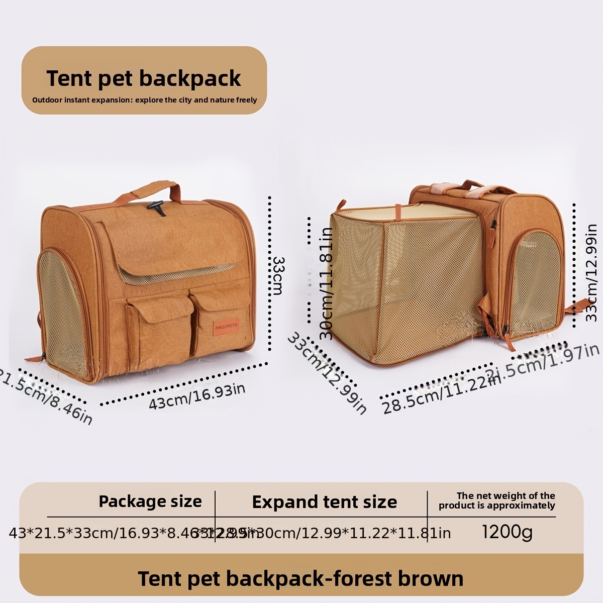 Expandable Cat Backpack Carrier, Breathable Large Pet Travel Bag With Foldable Mesh Tent For Small Dogs Cats Up To , Portable Oxford For Hiking And Outdoor Use