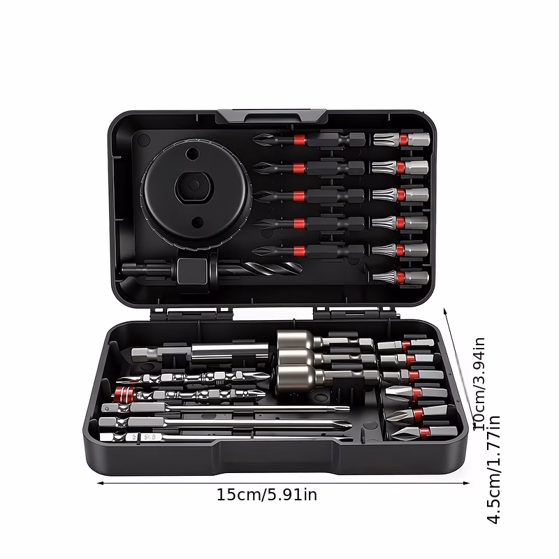 industrial impact grade screwdriver bit set magnetic anti slip 25mm 100mm with sockets adapters 27pcs details 1
