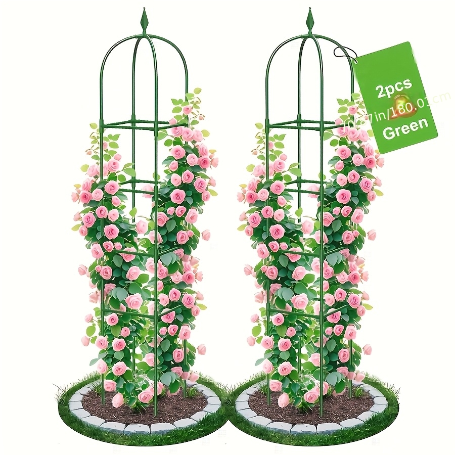 Image of Set Of 2 Outdoor Trellises For Climbing Plants, Measuring 70.87 Inches (180.1 Cm), Designed As Tall, Rust-resistant Metal Supports For And Jasmine, Suitable For Indoor And Outdoor Use