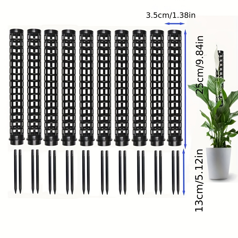 E-shop 10er-Pack ineinandergreifender Moosstangen-Satz aus Kunststoff, Pflanzenstützen, Monstera-Stütztangen, Pflanzenständer, Rankhilfe für