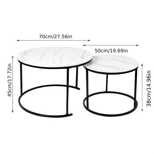 item picture collection of two industrial nesting tables a coffee table duo featuring marble patterned 70cm contemporary side tables for the living area