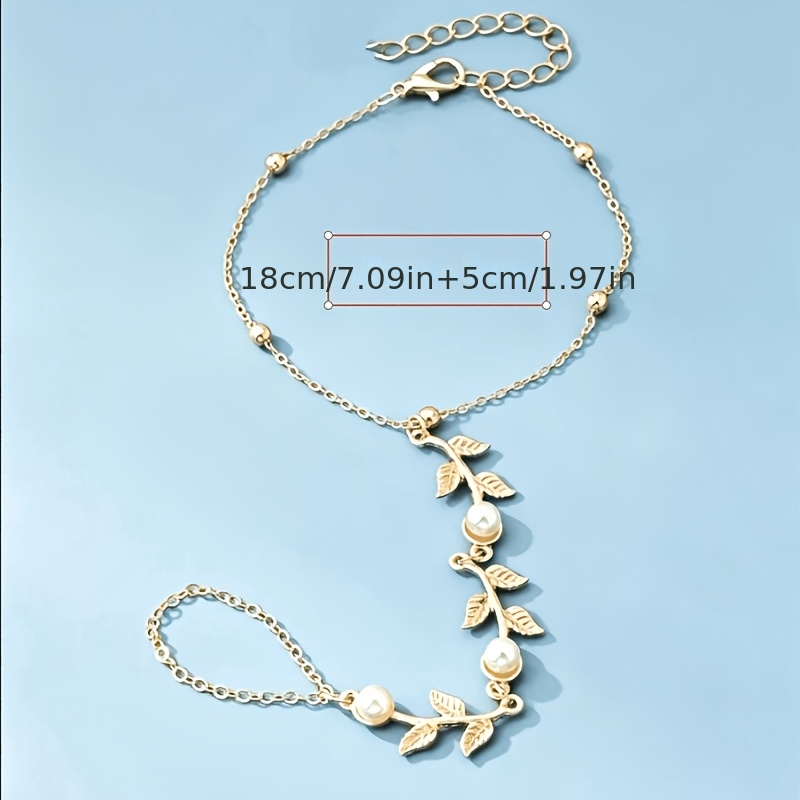 TEMU Pulsera de guante sin dedos para mujer, simple, elegante y con estilo, con incrustaciones y detalles de hojas de metal