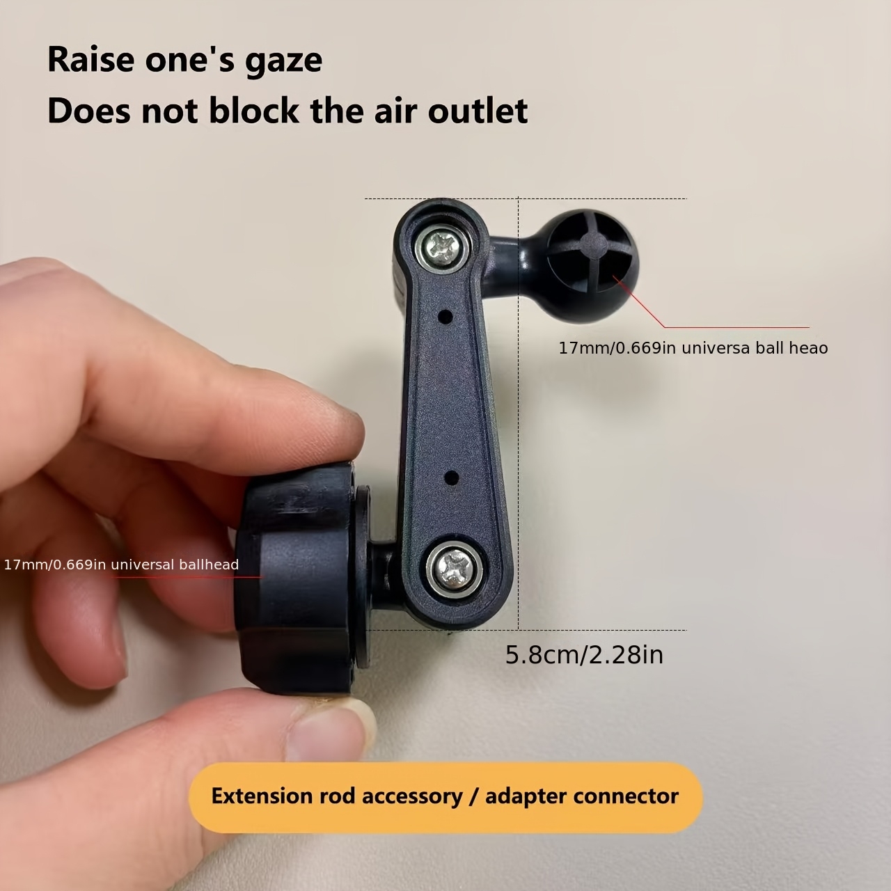 TEMU Extension Rod Double Ball Head Vehicle Mounting Bracket 360-degree Rotation 17mm Ball Head Connecting Rod Mobile Navigation Live Streaming