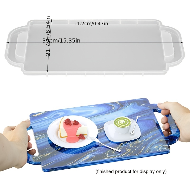TEMU Moule en silicone pour résine à soi-, plateau rectangulaire avec poignée, moule en silicone pour résine époxy de rectangle pour porte-gobelets,