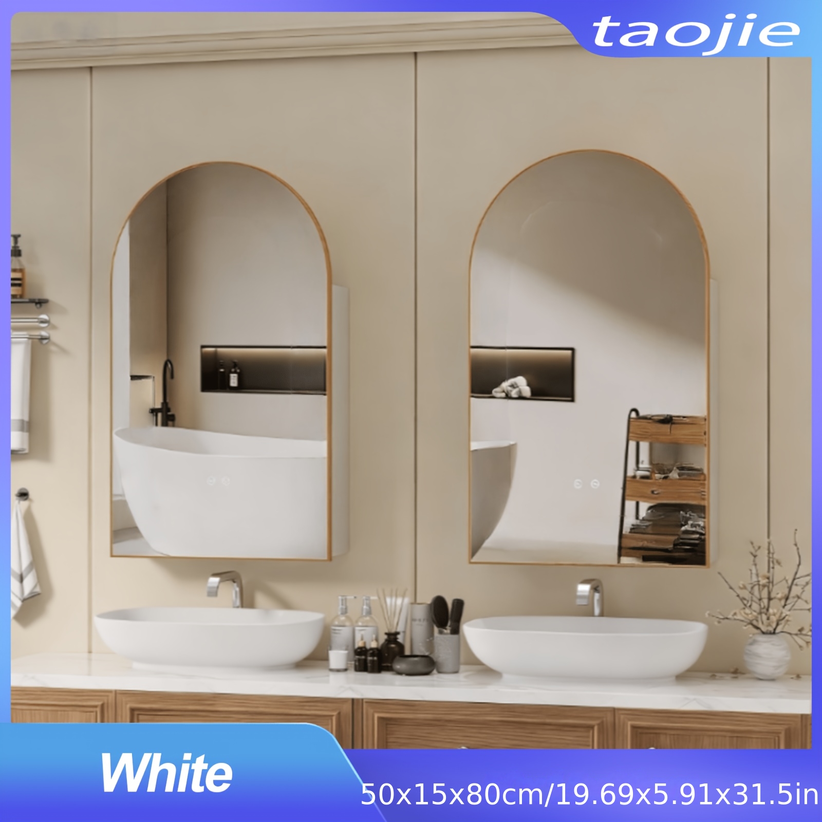 Wall-mounted White Bathroom Mirror Cabinet Featuring Tiered Storage For Organizing Toiletries