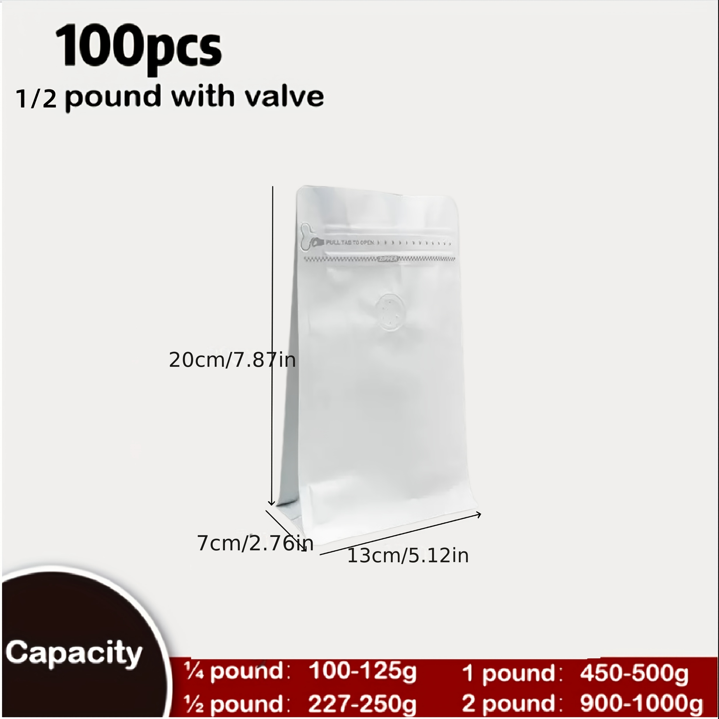 TEMU 100pcs Leak-proof Self-sealing Coffee Bags With Valve - Perfect For Beans, Nuts, Dried Fruits & Tea Storage,reusable Produce Bag