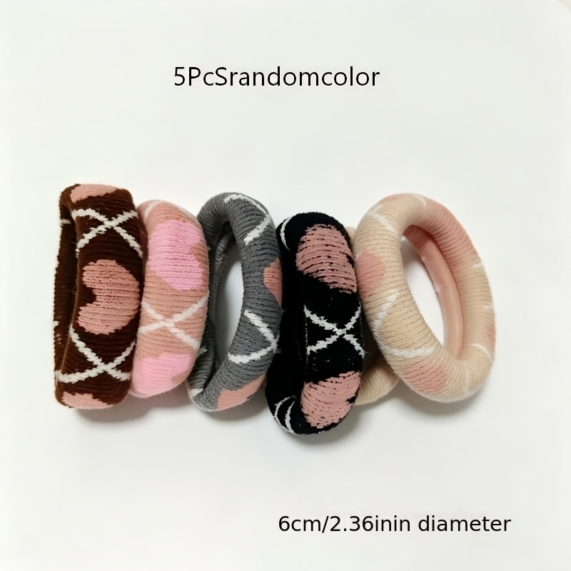 TEMU Set da 5 pezzi di elastici per capelli a forma di cuore, spessi e , colori assortiti, accessori elastici per capelli stile influencer per