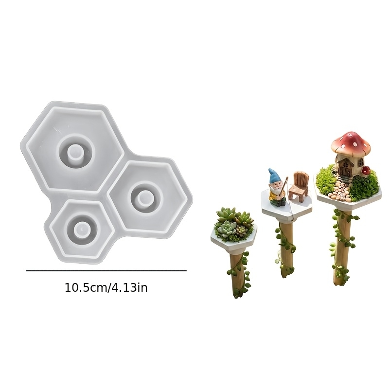 TEMU Resin Silicone Mold - 3-part Polygonal Circular Garden Base Decoration For Garden Water Storage Bowls, Flower Pots, Storage Bowls, Decorative