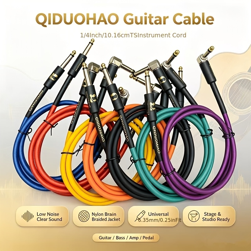 7pcs Right Angle Amplifier Cable Set for Electric Guitar