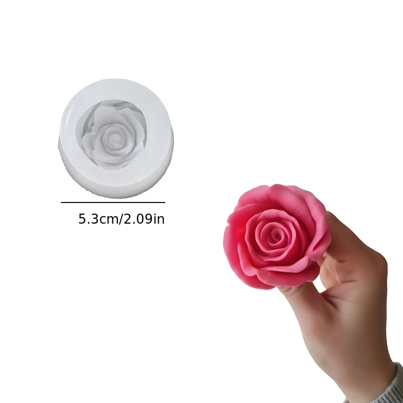 TEMU 1pc Resijoy Rose Silicone Mold Suitable For Making Aromatherapy Candles, Clay Molds With Realistic Rose Flower For Diy Crafts, Wedding Gifts,