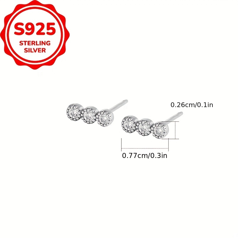 Women's S925 Silver Geometric Round Stud Earrings, Minimalist