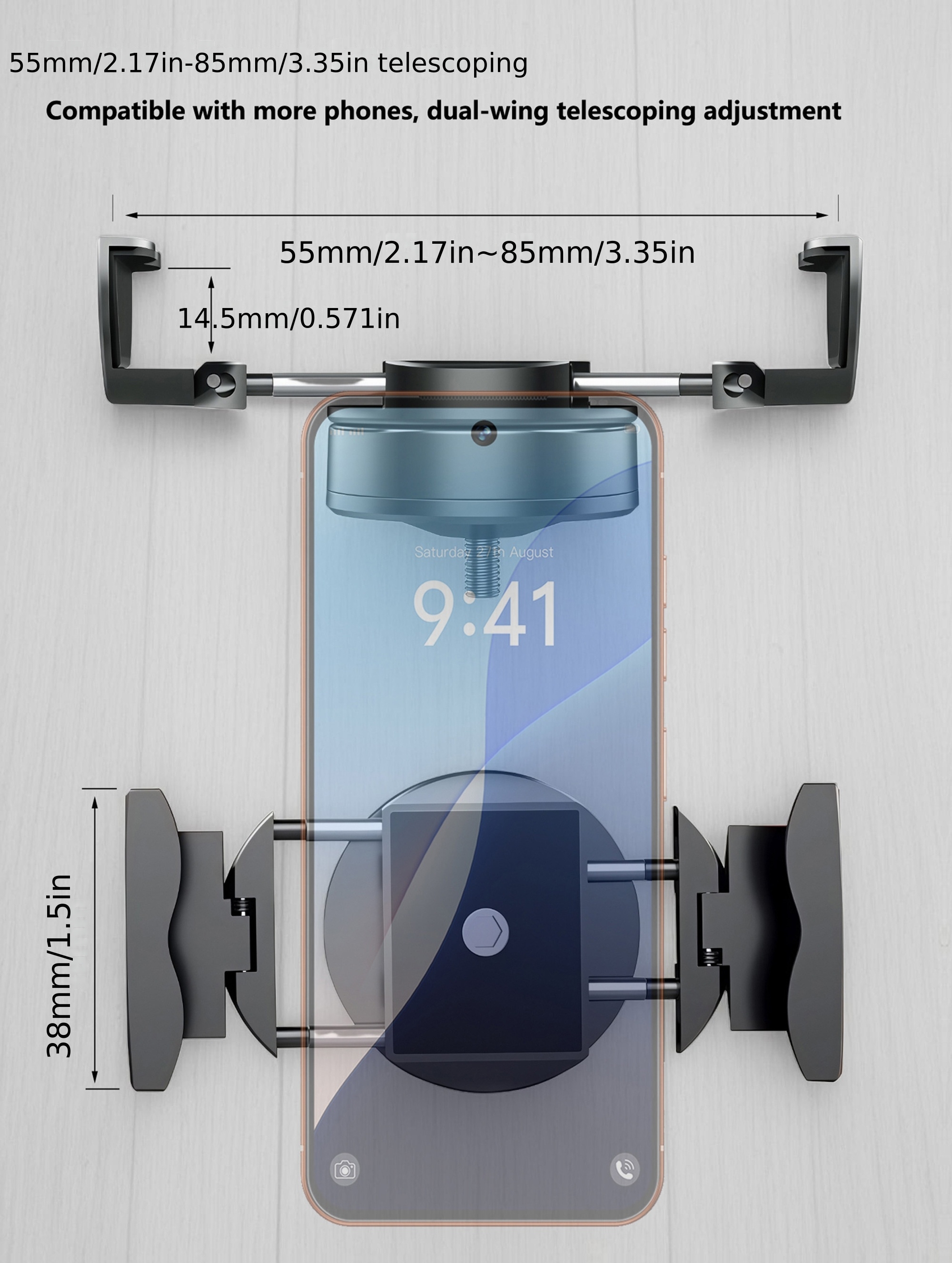 SHIZIWANGRI Aluminum Alloy Invisible Bike Phone Mount 360° Rotation Bicycle Handlebar Cell Phone Holder Shockproof Soft Rubber Cycling Phone Stand for Road Mountain Bike
