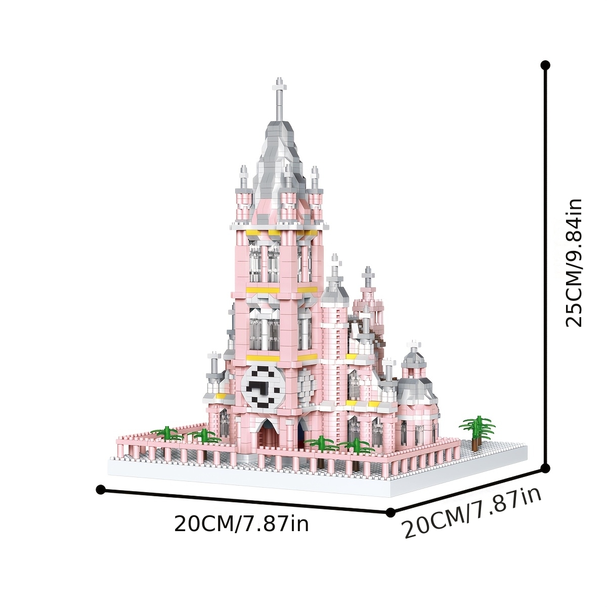 Romantic Pink Church 3D Building Block Assembly Model