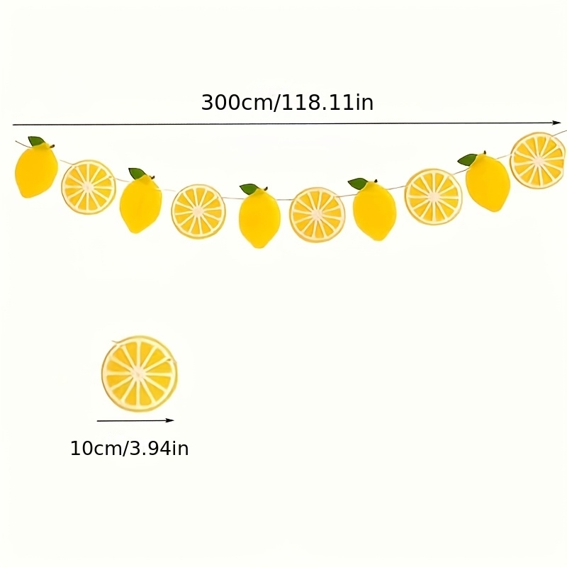 10pcs Summer-themed Yellow Felt Cloth Lemon Drawstring Bunting, Banners Suitable For Summer And Hawaiian-themed Parties