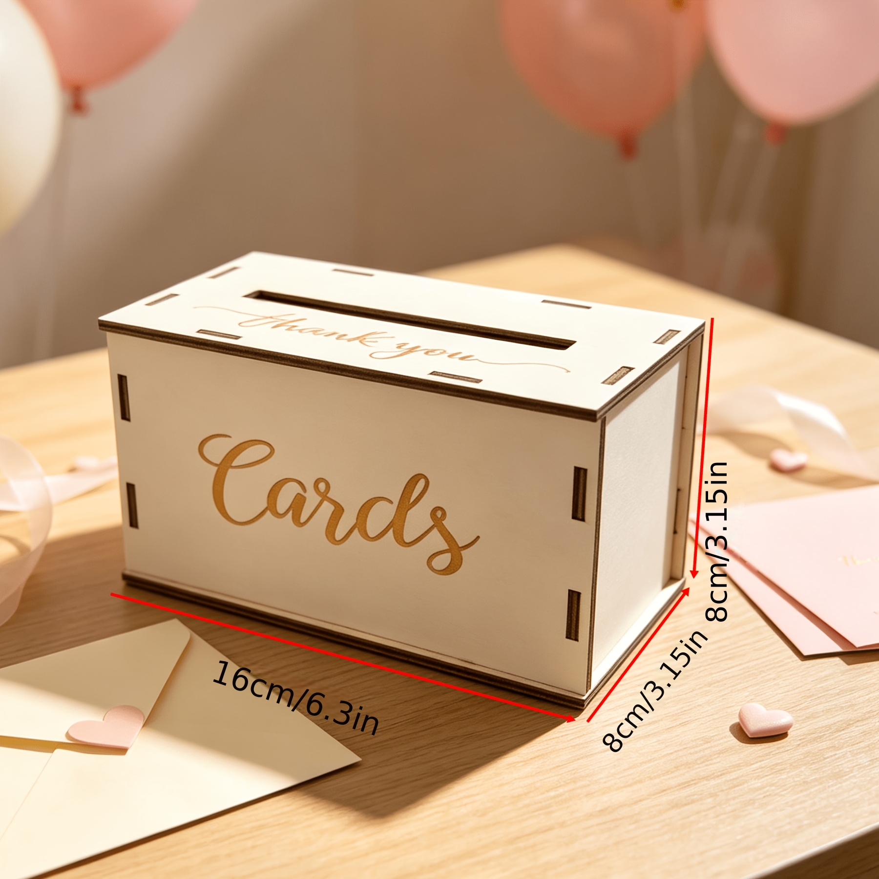 TEMU Wedding Wooden Box, Heart-shaped Gift Box, A Desktop Decoration, Suitable For Weddings, Birthdays, Bridal Showers, For Storing Invitation Cards