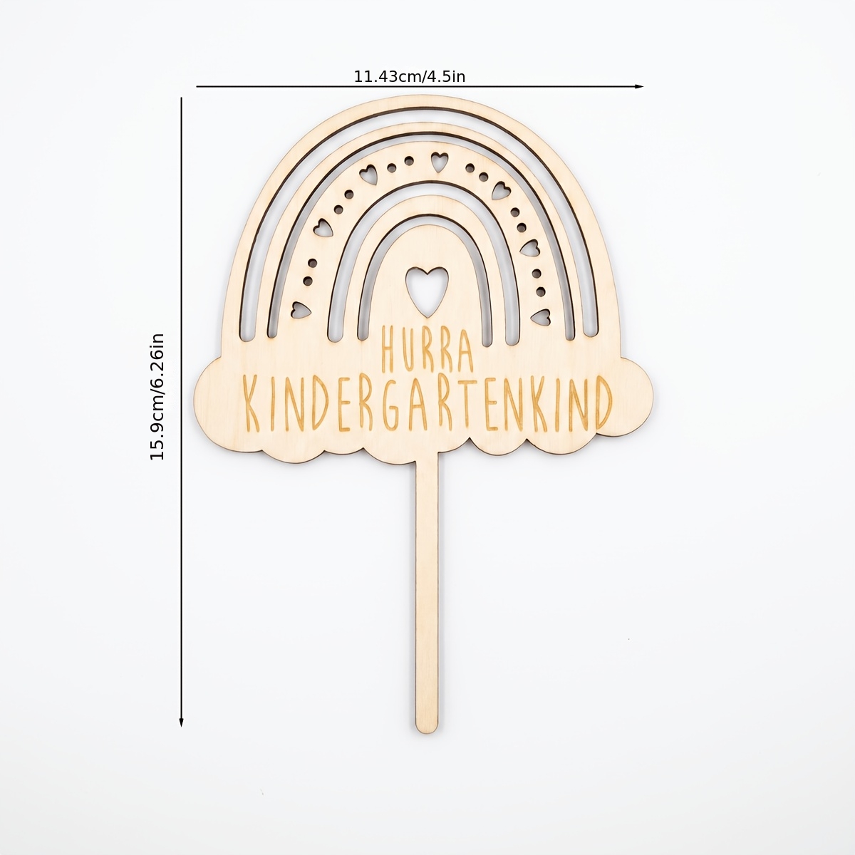 TEMU 1pc Kindergarten German Rainbow Pattern School Wooden Cake Topper, Start Of Kindergarten School Wooden Cake Decoration For First Day Of Kindergarten School Party Cake Decoration Party Supplies