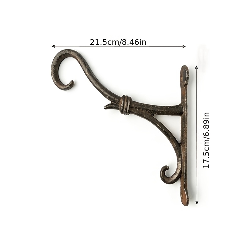 E-shop 1 Gusseisen Pflanzenhaken Wandhaken, Schwerlast Hängekorbhalterung, Einfache Form 8,46 Zoll (ca. 21,5 cm), für Züchter, Laternen,
