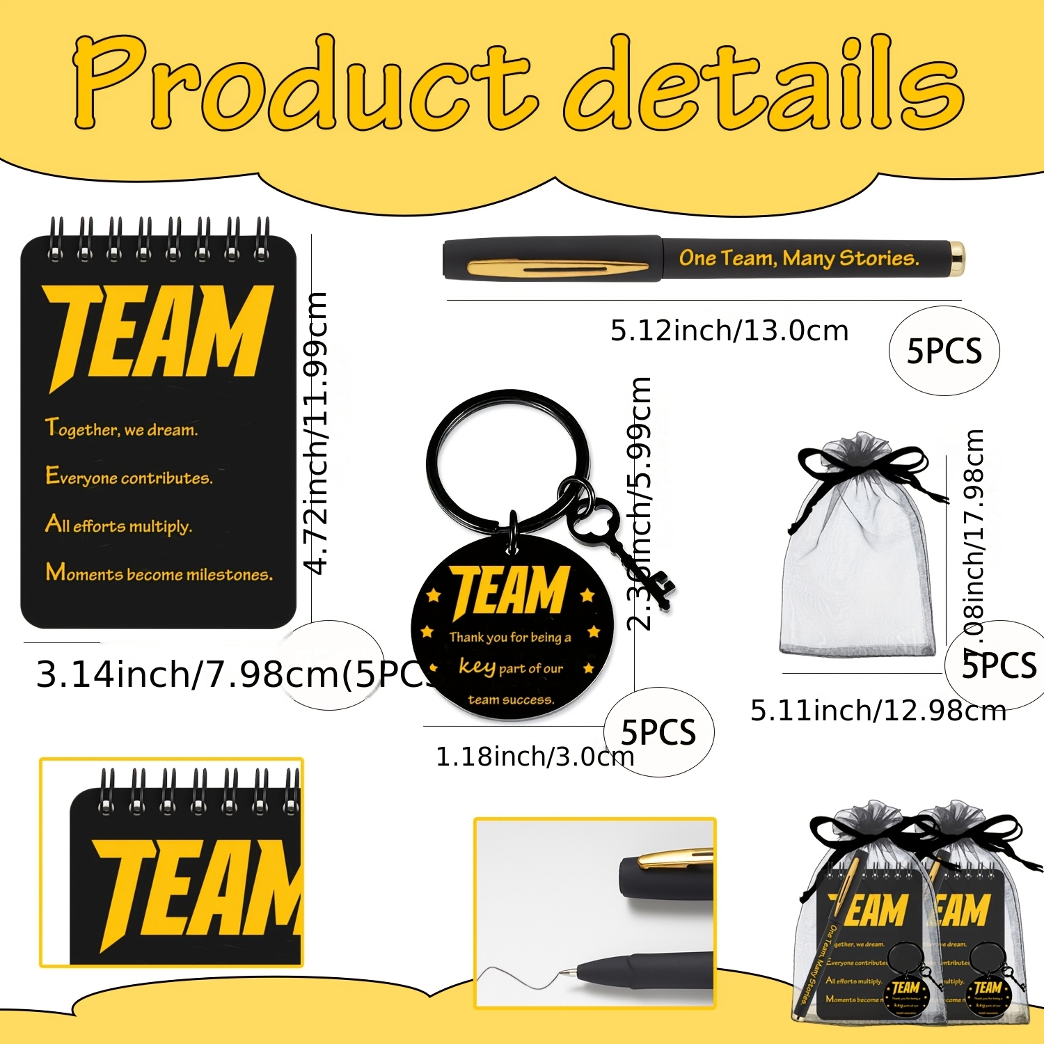 TEMU 20 stuks/5 sets, Cadeauset, Bedankcadeauset voor Medewerkers in Bulk, Cadeau voor Team Motivatie, voor Team, voor Medewerker (5 stuks Creatieve