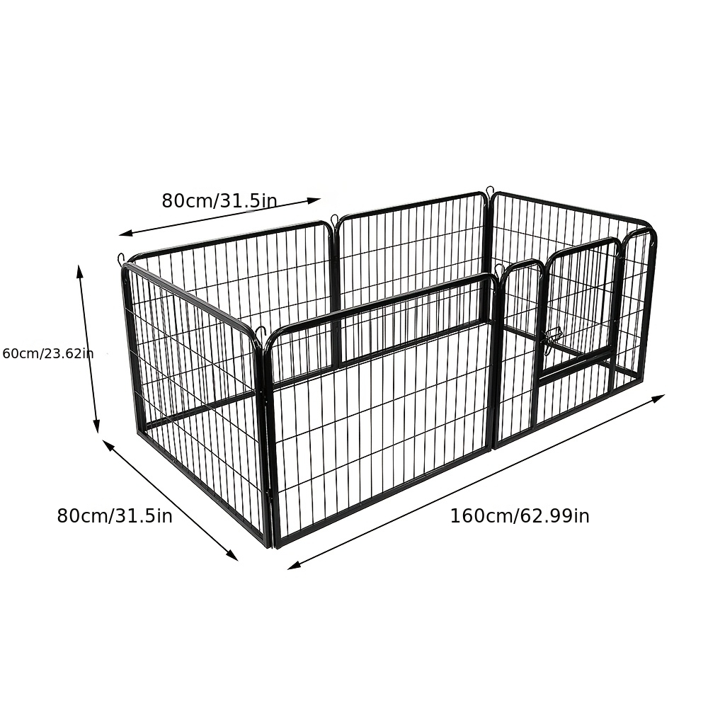 TEMU 6-panel Modular Pet Playpen, Hexagon Or Rectangle Shape Animal Pen With 480cm Total Length, Adjustable Exercise Fence For Indoor/outdoor Use