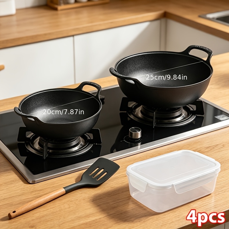 TEMU 2 pezzi/4 pezzi, Pentola antiaderente per - 20 cm o 25 cm, Set di pentole da cucina, con 1 paletta da cucina, 1 contenitore per la conservazione