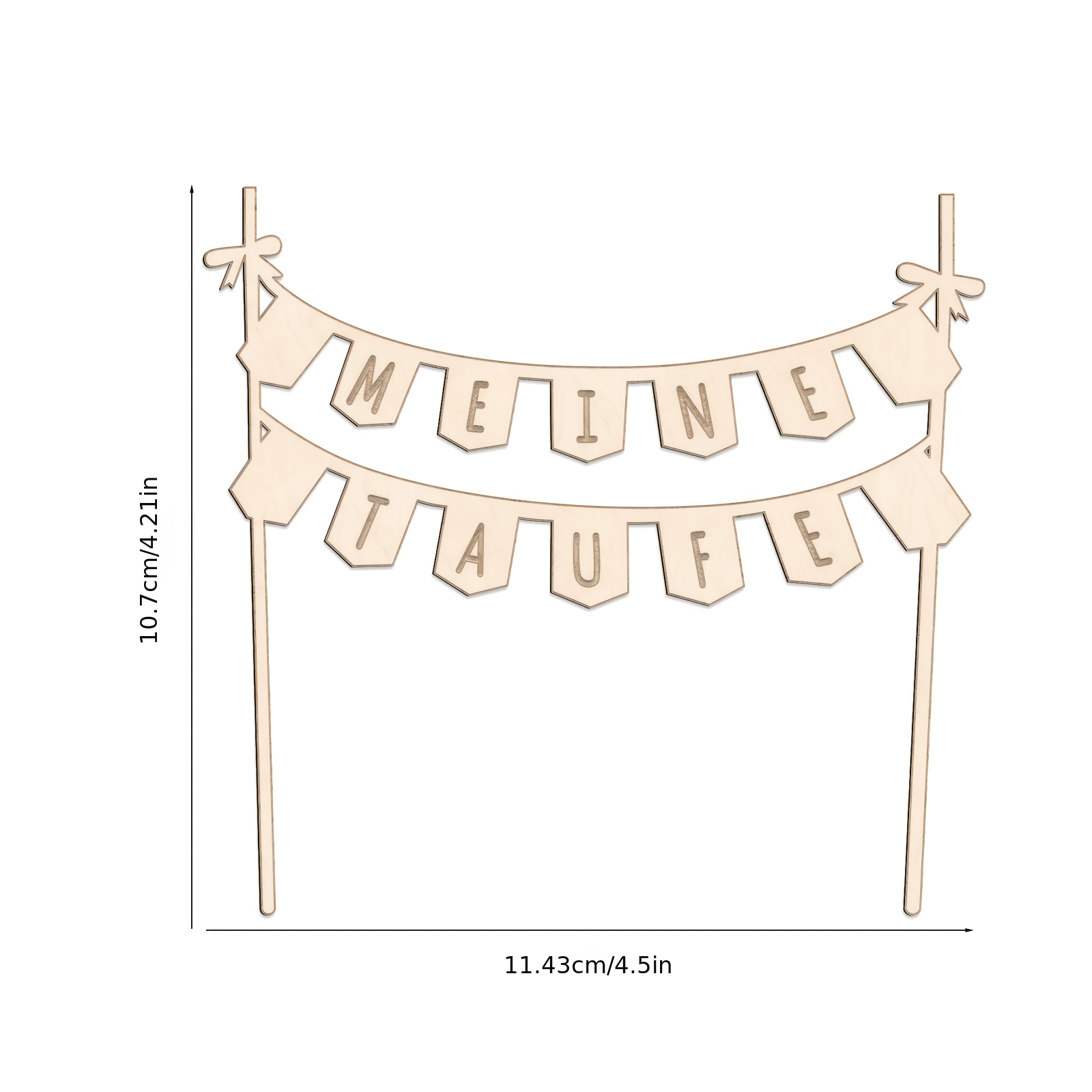Image of 1pc Meine Taufe German My Baptism Wooden Cake Topper, Child Christening Wooden Cake Decoration For First Holy Communion, Baptism, Confirmation Party Decoration Supplies