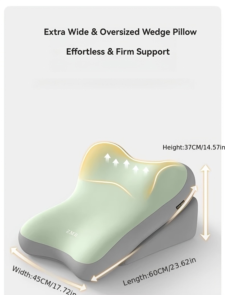 Ergonomic Bed Wedge Pillow, Adjustable Memory Foam Backrest for Reading, 2pcs Split Design Support Pillow for Sitting Up in Bed, Non-Slip Lumbar & Neck Cushion for Home Office & Relaxing