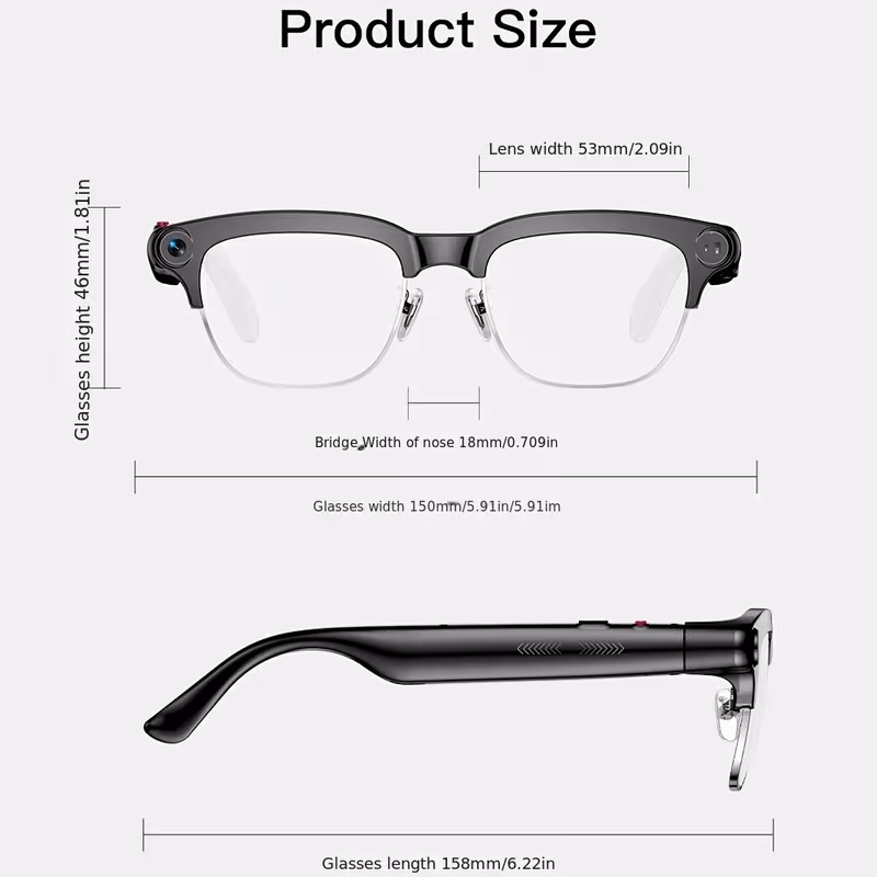 Additional product view of PEJE AI smart camera glasses