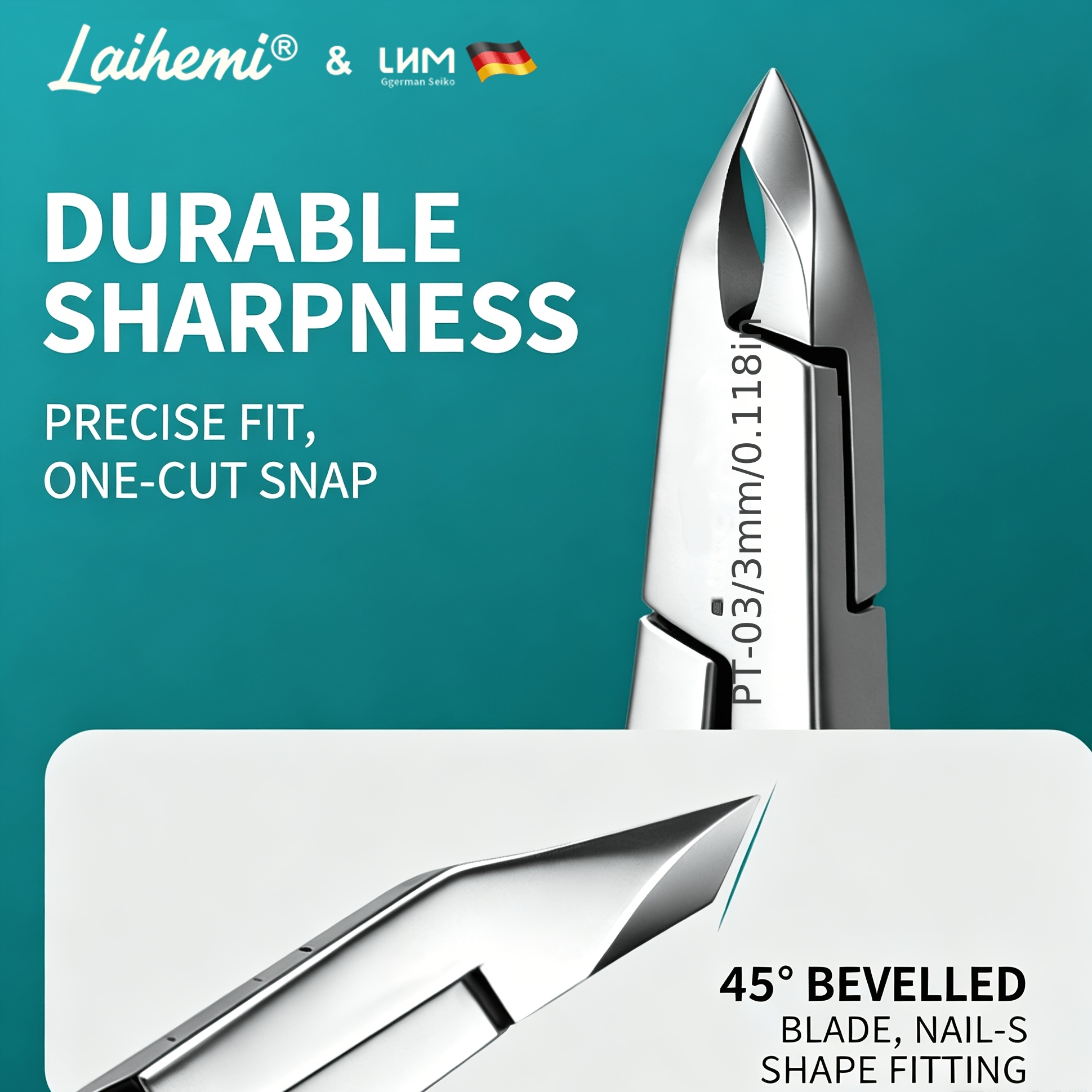 2pcs Professional Cuticle Nipper Set with Nail File, Stainless Steel