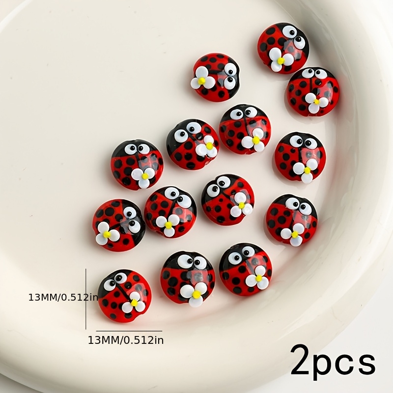 E-shop 13 mm 3D Cartoon Marienkäfer Glasperlen, geschmolzenes Glas lose Perlen handgefertigtes Armband Material Ohrring Schmuck Zubehör