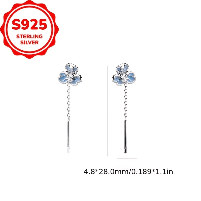 Women's S925 Silver Iris Tassel Earrings, Fashionable Design