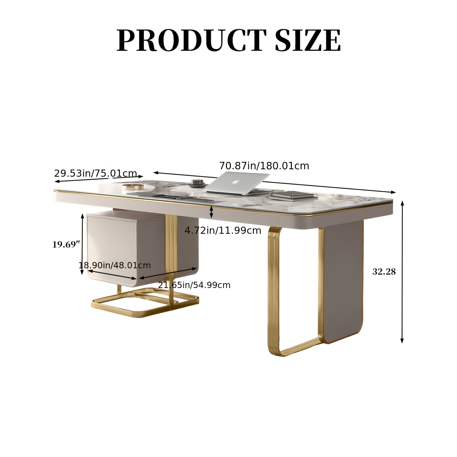 luxury   desk with   modern minimalist writing table suitable for home office study room bedroom marble tabletop   assembly space saving for small spaces   Product details 2