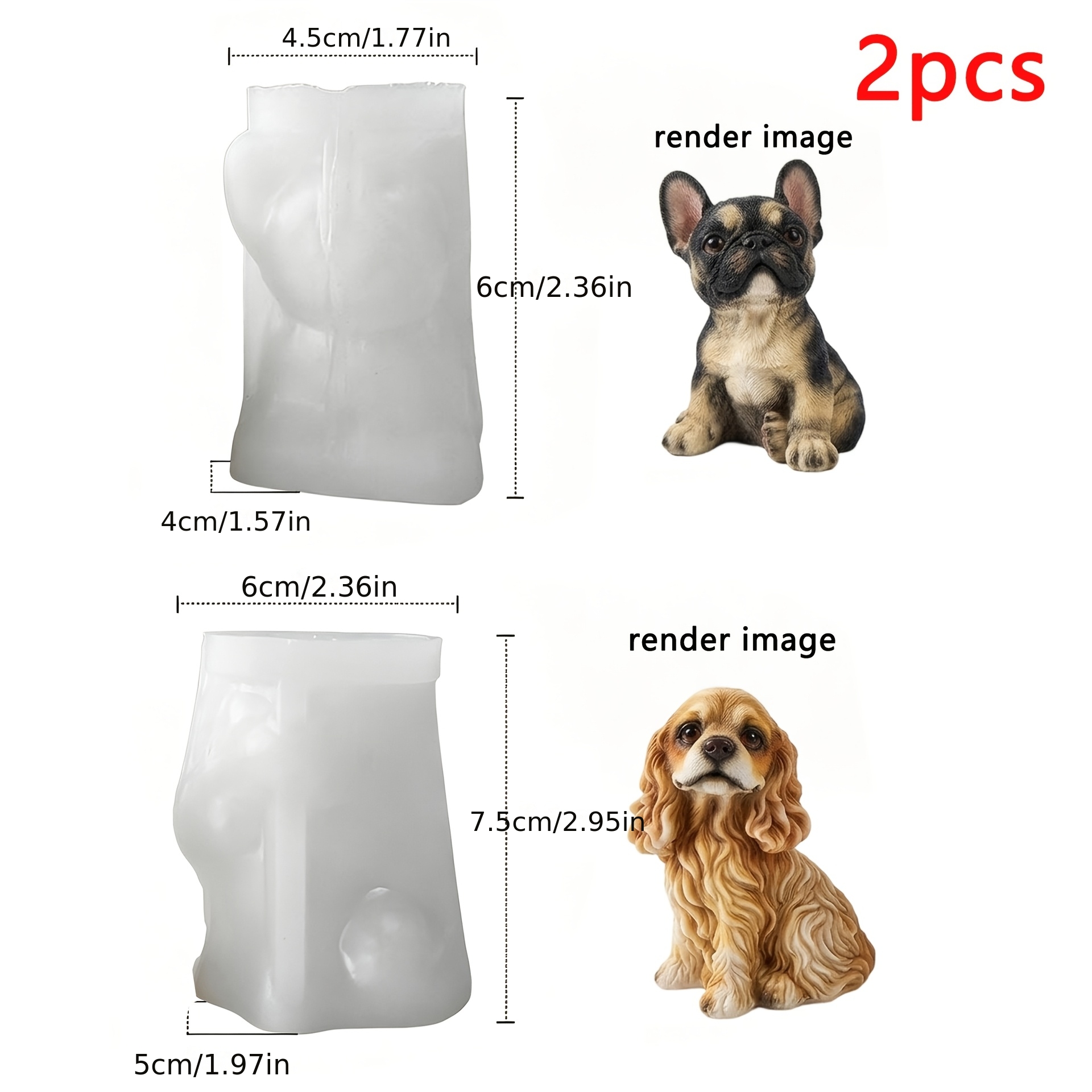 TEMU Jdh Spaniel & French Bulldog Mold Suitable For Diy Crafts, Reusable Silicone Molds With Demolding Dog Shapes For Candles, Soap, Resin Crafts,