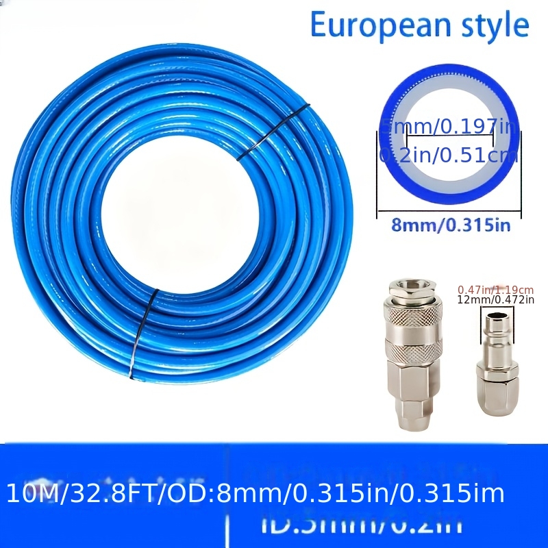 TEMU Manguera de Compresor de Aire de 20m/10m de Resistencia con Tubo de PU Trenzado de 3 Capas y Conectores Rápidos Estilo Euro/C - Manguera