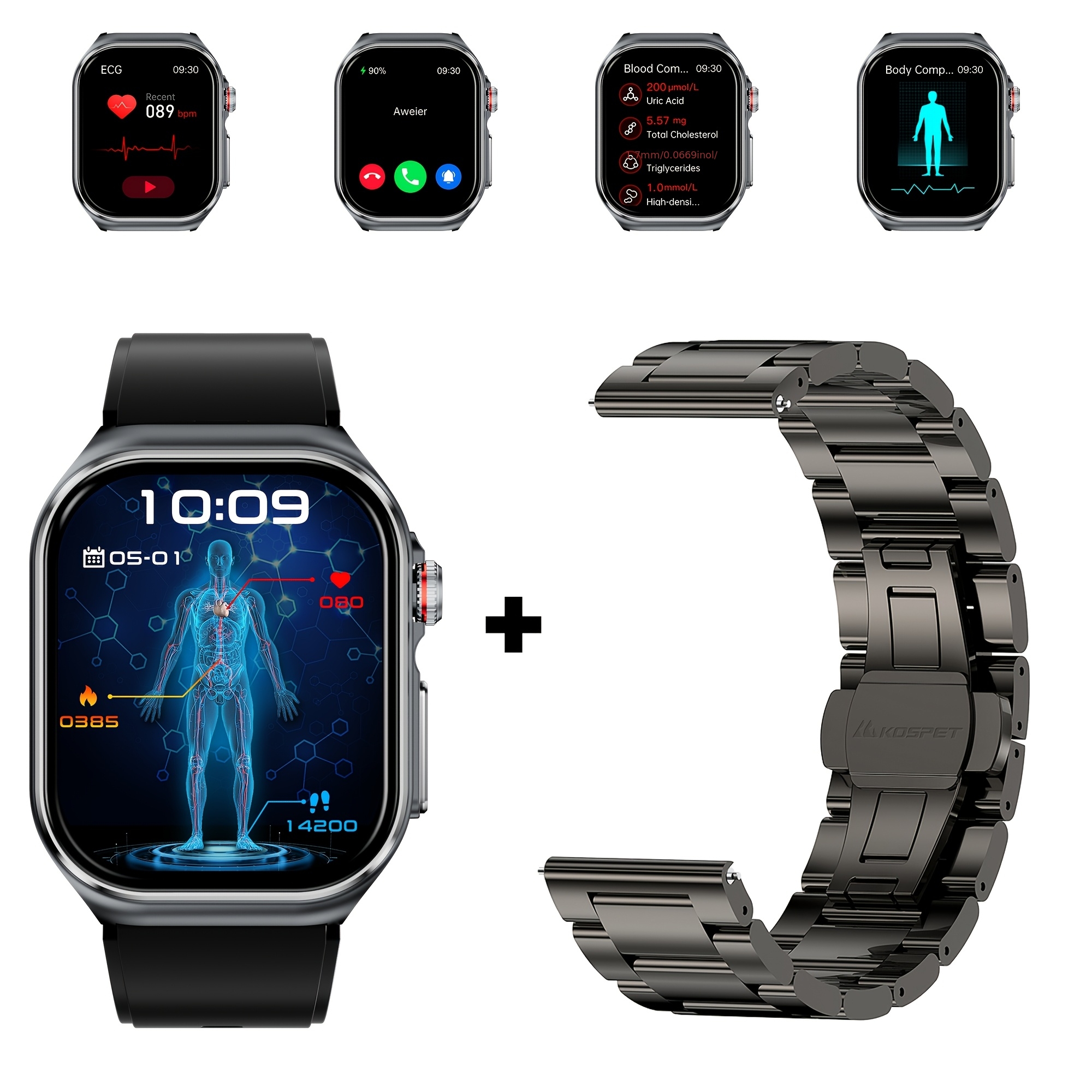 Image of 2026 Smart Watch With Bmi 530mah Large Battery 2.04 Inch Amoled Display Wireless Calls Health Monitoring Body Temperature Sleep With Sos Weather Forecast Compatible With And For Iphone Fitness Watch