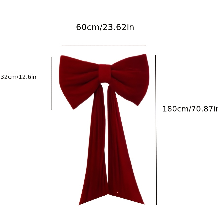 [Elegant Bow Garland] Large Burgundy Red Bow Garland - Elegant Christmas Mantel & Fireplace Door Decoration, Wedding/Party Arch Decor - 1pc Durable Bowknot with Ribbon Bow Accent for Xmas Tree Topper, Door Hanger (No Feathers)