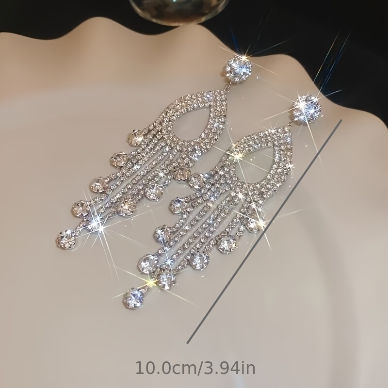 Long Tassel & Water Drop Outline Earrings, Fashion Statement