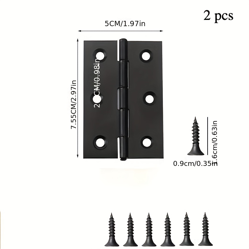 TEMU Due cerniere nere in acciaio inossidabile per scatola di legno, anta per armadio, cerniera pieghevole , accessori per ferramenta domestica con