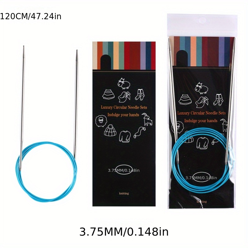 TEMU 120cm [2.25mm-10mm] Double Pointed Circular Knitting Needles, Stainless Steel Metal Kit With Plastic Tubes For Adult Knitting Beginners, Perfect