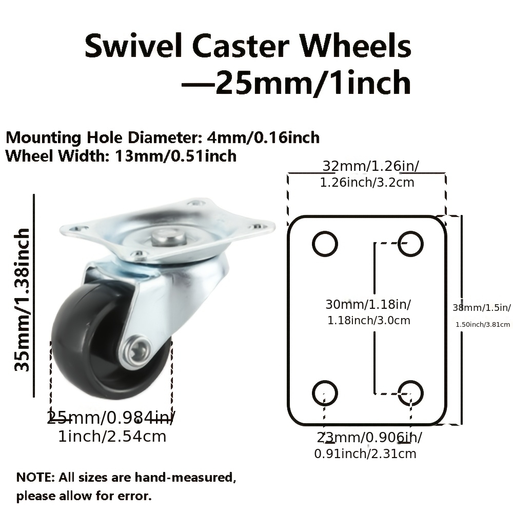 TEMU 4 Wheels, Includes 16 Mounting Screws, 360-degree Swivel, Suitable For Furniture, Tables, Stools, Storage Boxes, Suitcases, Cart Modifications.