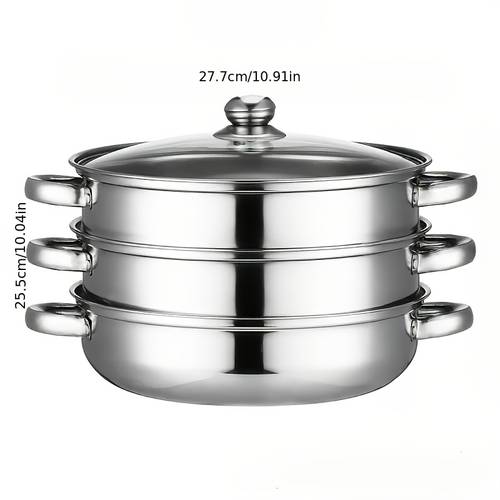 steamer pot for cooking 11 inch steamer pots 3 tier multipurpose stainless steel cookware with handle for vegetable