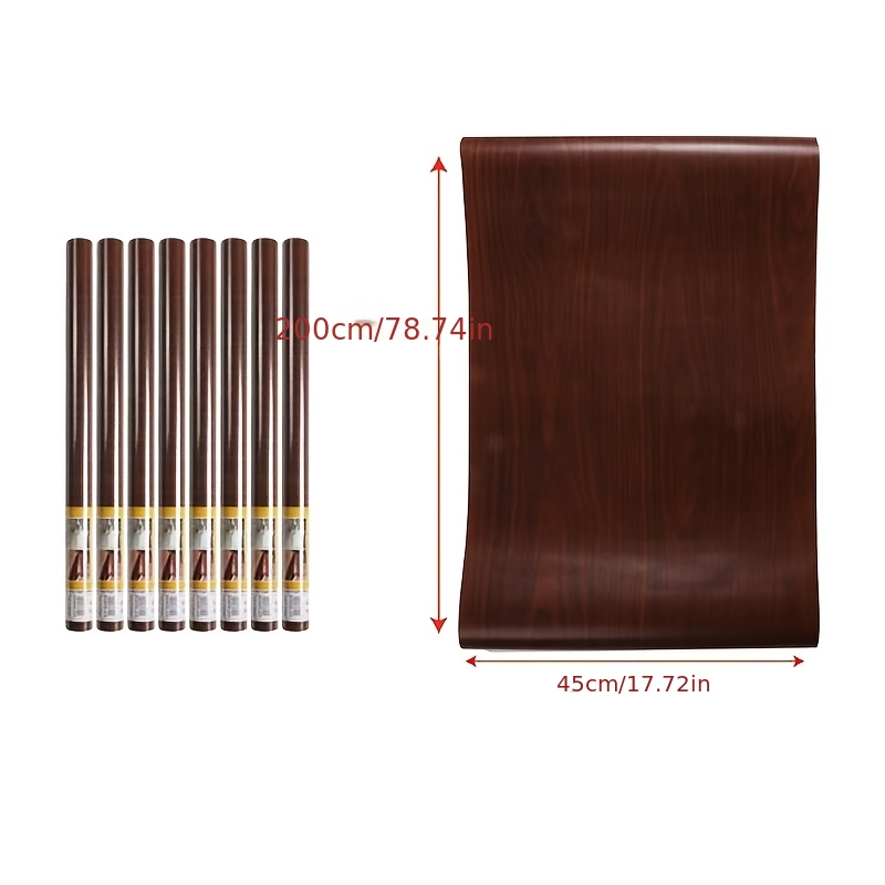 Image of 8pcs 45 X 200cm Wood Grain Self-adhesive Wallpaper, Waterproof And Tearable, Special For Home/kitchen/furniture Decoration