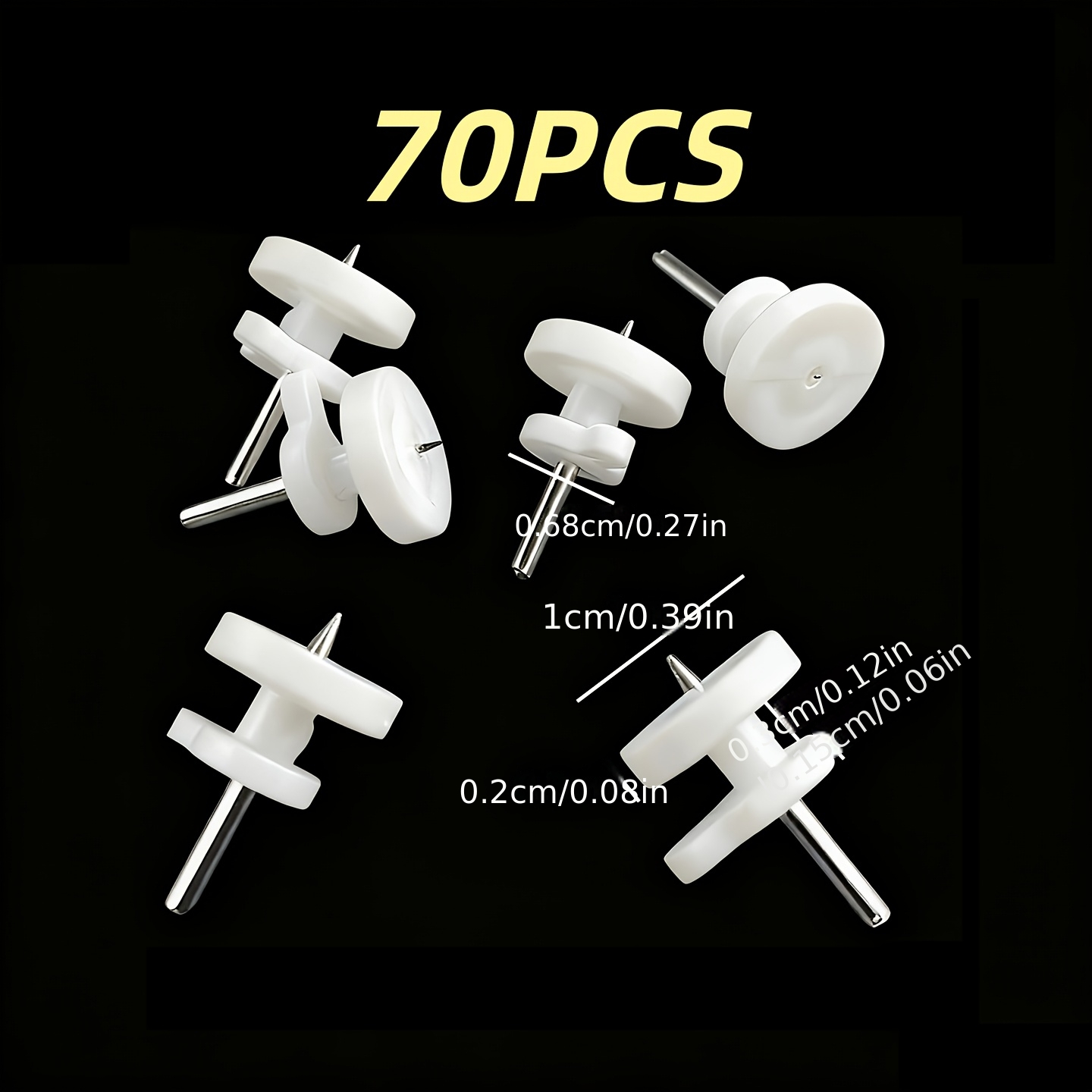 TEMU 70 Picture Frames Wall Hanging, No-punch Photo Wall Nails, Round Hole Nails, Clock Small Tail Nails, Mini Traceless Wall Nails, Smooth Nail Body