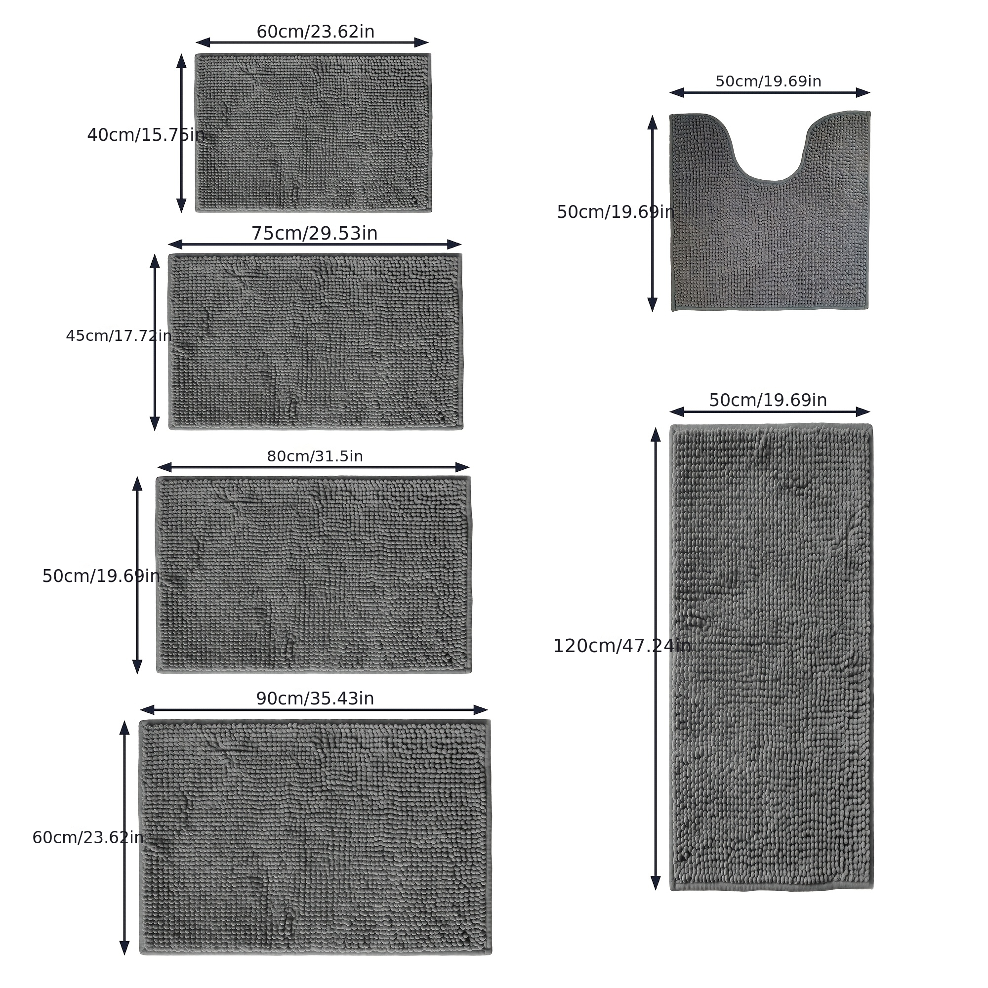 Ultra Absorbent Quick-Dry Chenille Bath Mat