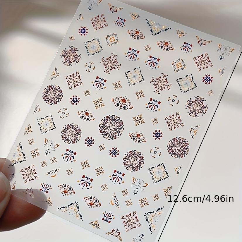 Bohemian Nail Stickers - Nail Art With Boho Patterns (horseshoe, Celtic Knots, Greek Key) - Temporary One-use For Hands, Feet & Nail Decor - Easy Application, No / Needed