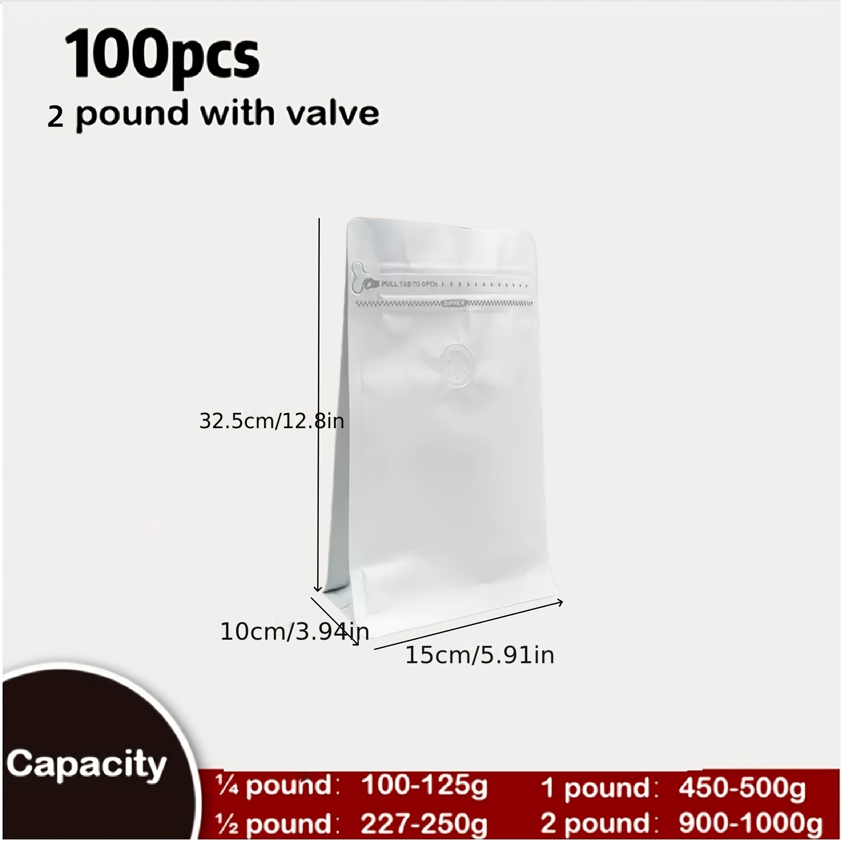 TEMU 100pcs Leak-proof Self-sealing Coffee Bags With Valve - Perfect For Beans, Nuts, Dried Fruits & Tea Storage,reusable Produce Bag