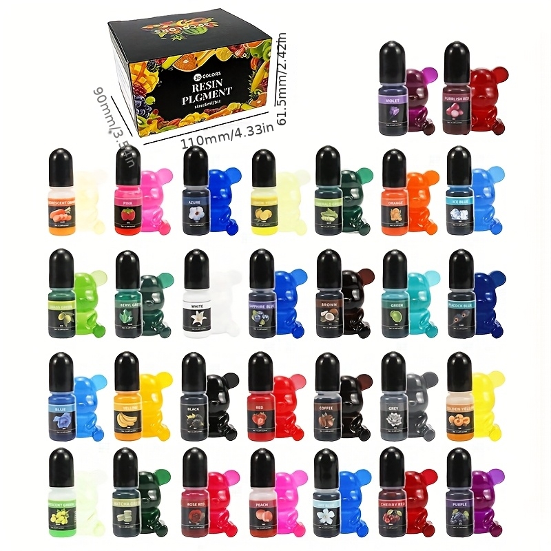 TEMU 30 Colors Uv Resin Dye Set - 5ml X 30 Bottles Epoxy Pigment For Resin Jewelry, Keychains, Coasters - Fast Curing, Vibrant Colors For Diy Craft
