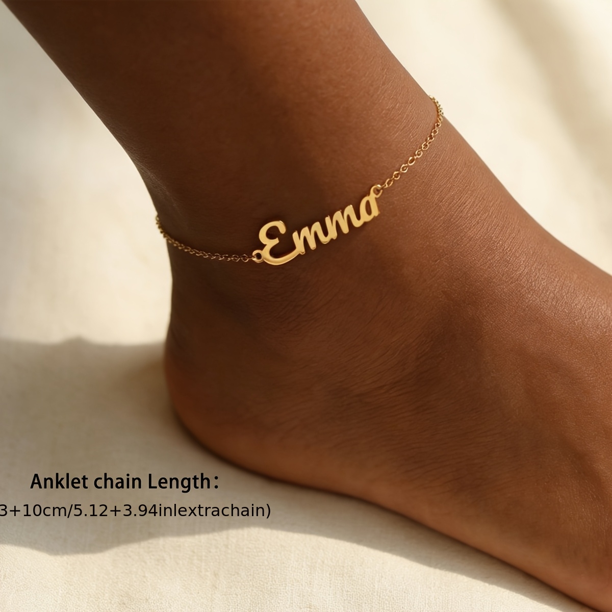 Women's Personalized Name Stainless Steel Anklet, Minimalist Summer Accessory