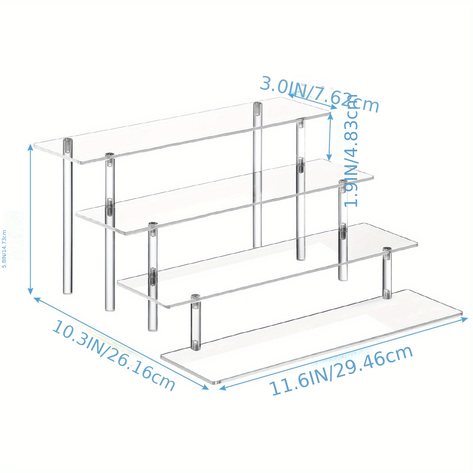 1pc 4 Tier Acrylic Perfume Organizer Stand, Clear Display Risers For Perfume, Cologne, Cosmetic, Skincare, Pop, Dessert Display, Cupcake Stand Holder