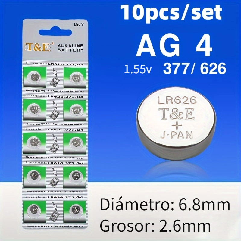 Pilas alcalinas de botón para reloj, pilas de botón de 1,55 V, AG4 377,  SR626SW, SR626, 177, 376, 626A, LR66, LR626, 10 piezas-50 piezas -  AliExpress